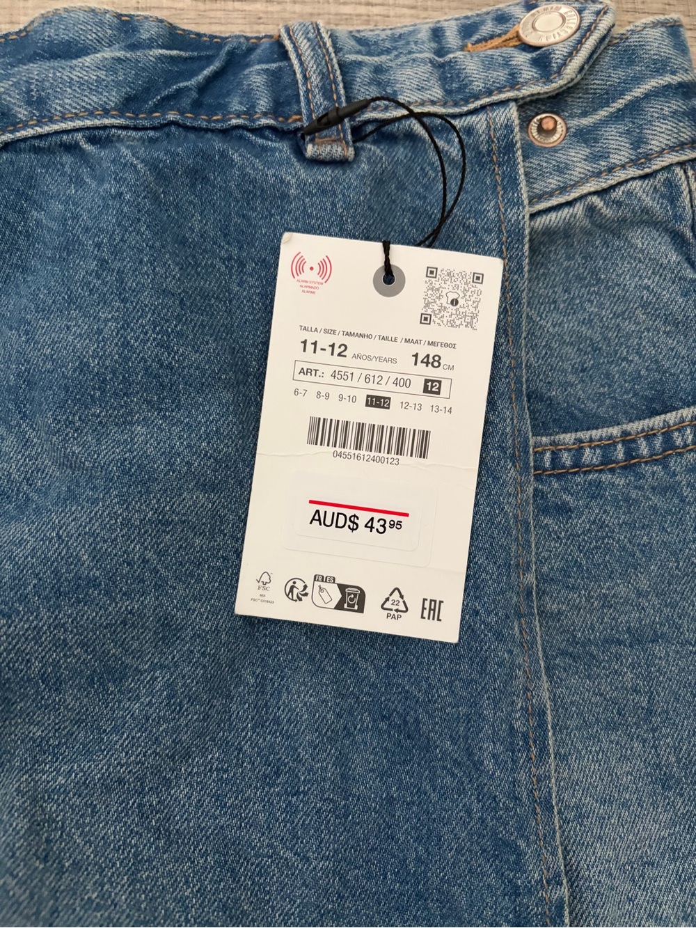 BNWT Zara Blue Denim Girls' Skort with Wrap Panel 11/12 - Picture 4 of 4
